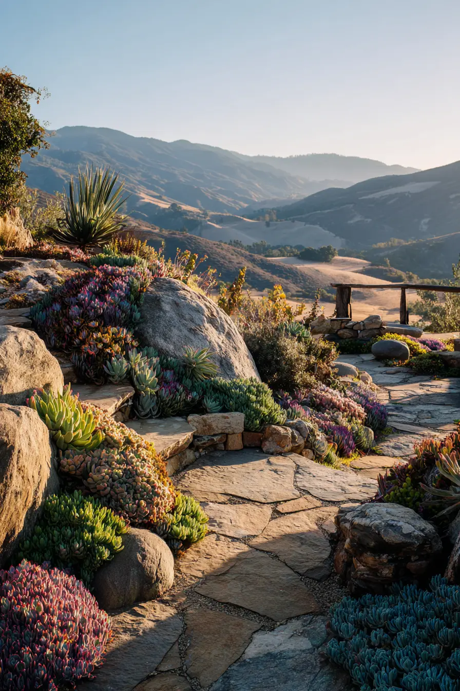 Rustic Rock Border with Succulent Garden