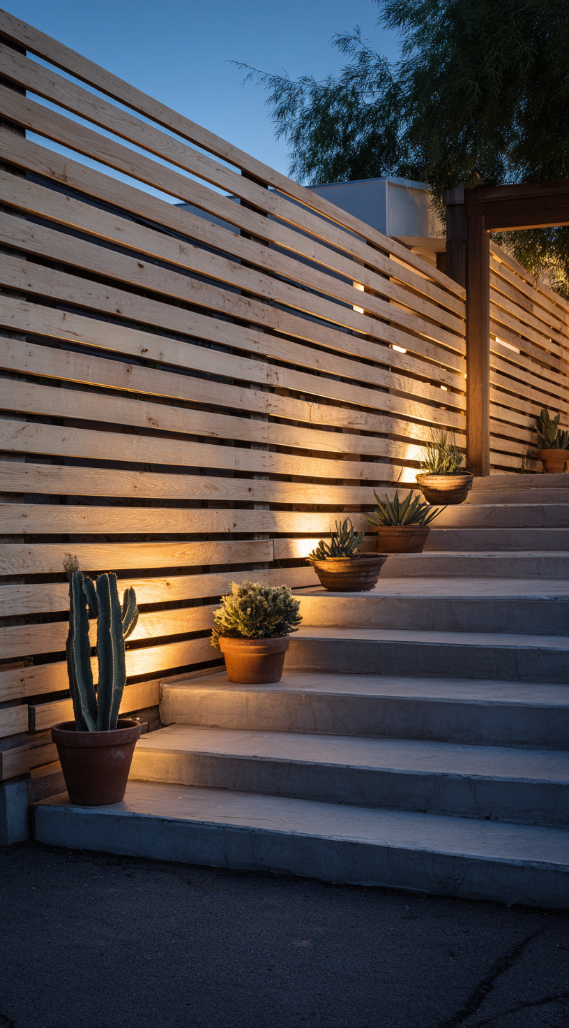 Pine Fencing with a Soft Evening Glow