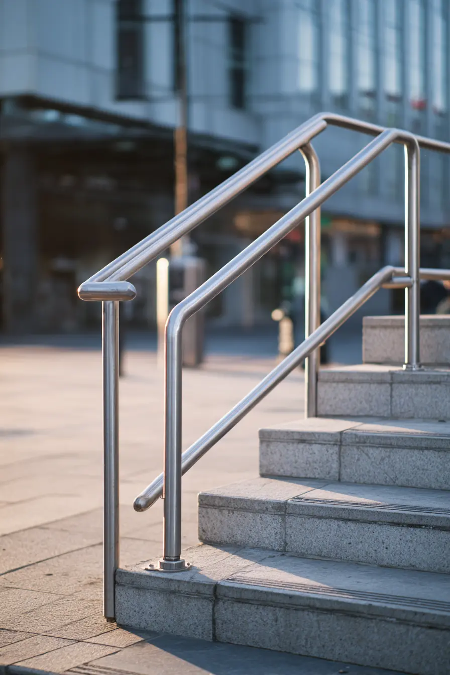 Modern Stainless-Steel Ramp Handrail for Urban Spaces