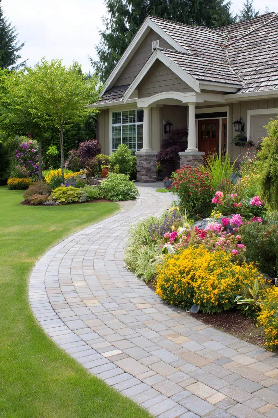 Curved Stone Edging with Garden Flow