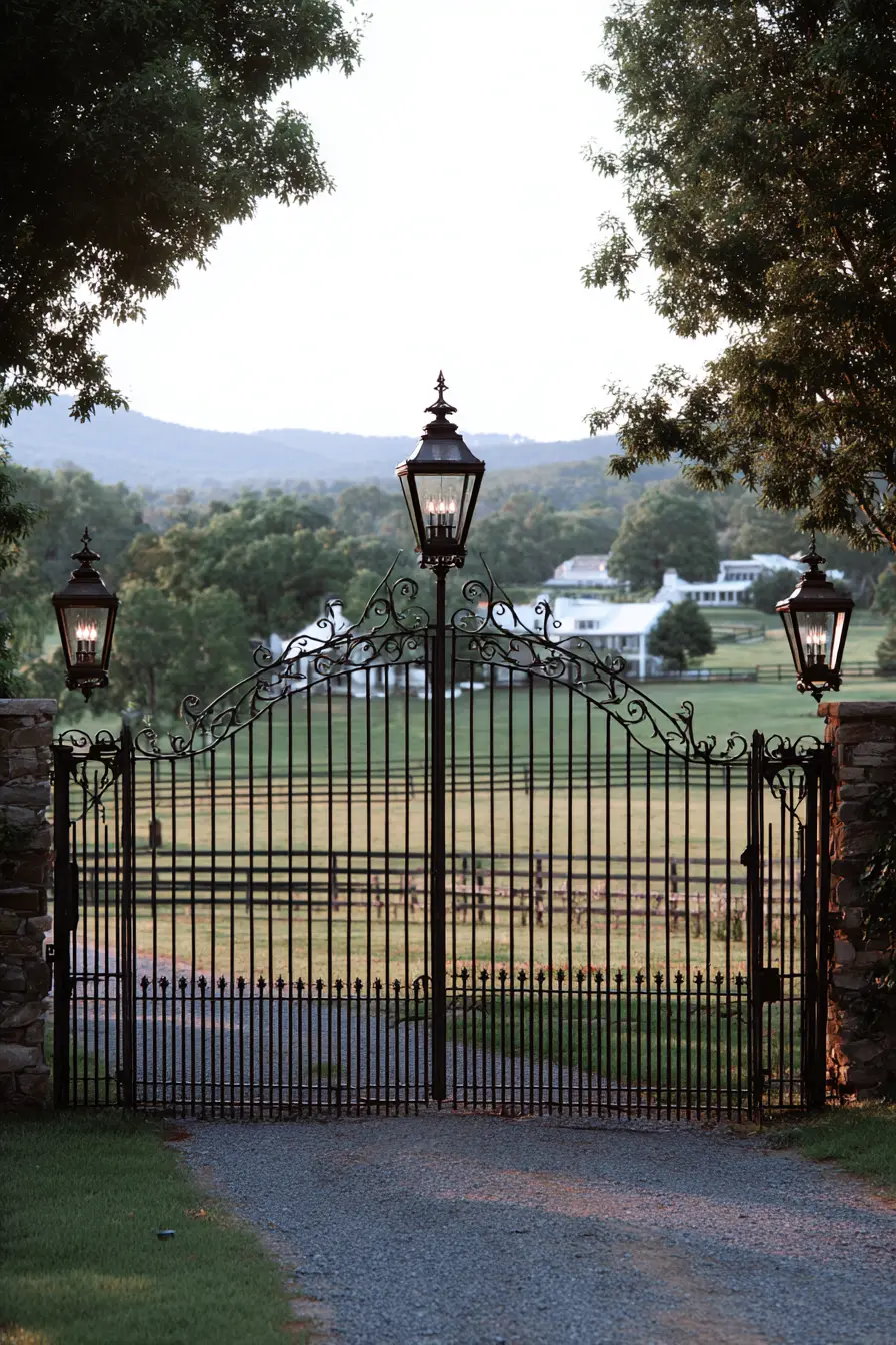 Elegant Iron Gate with Country Farmhouse Charm