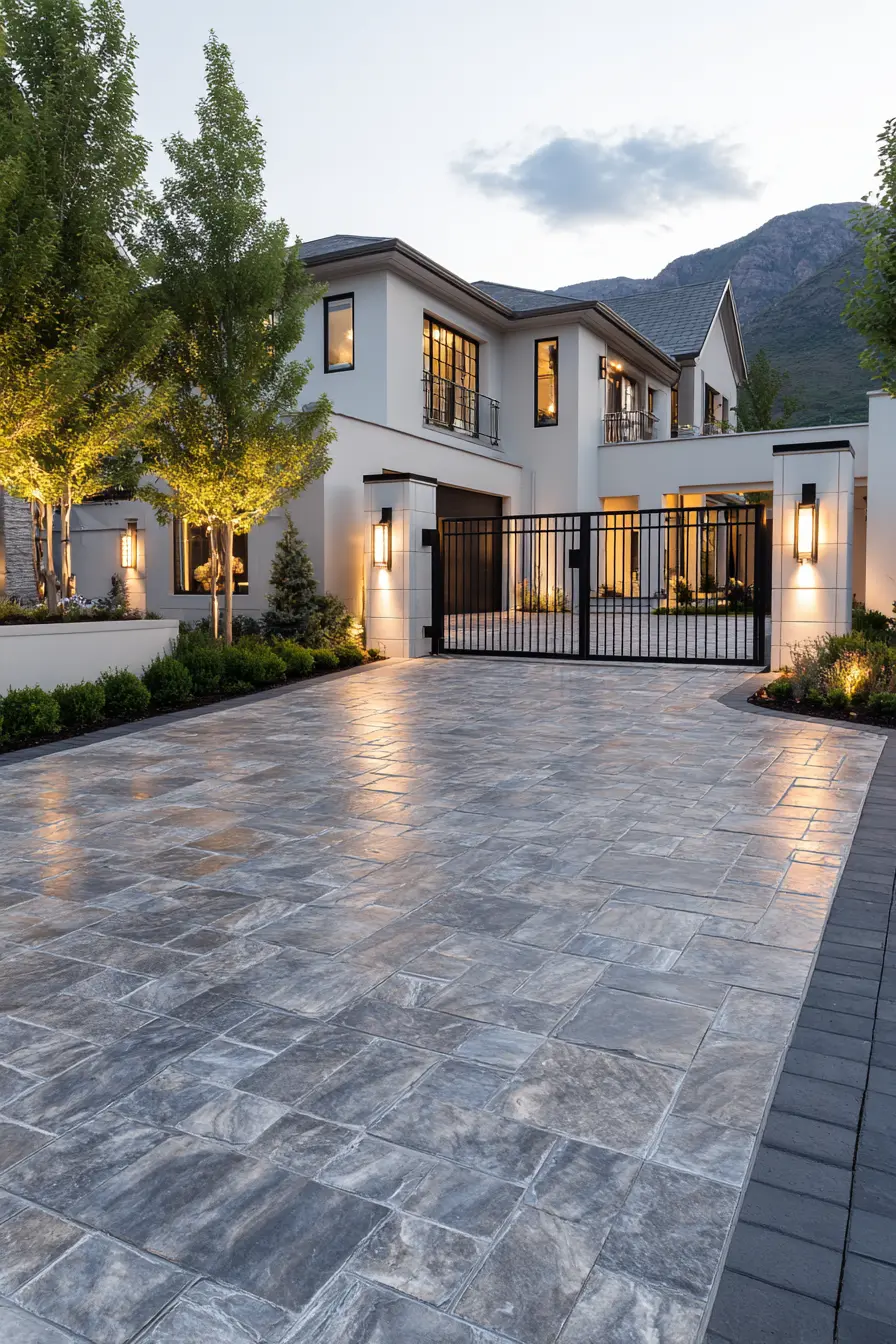 Textured Concrete Driveway with a Stone Look