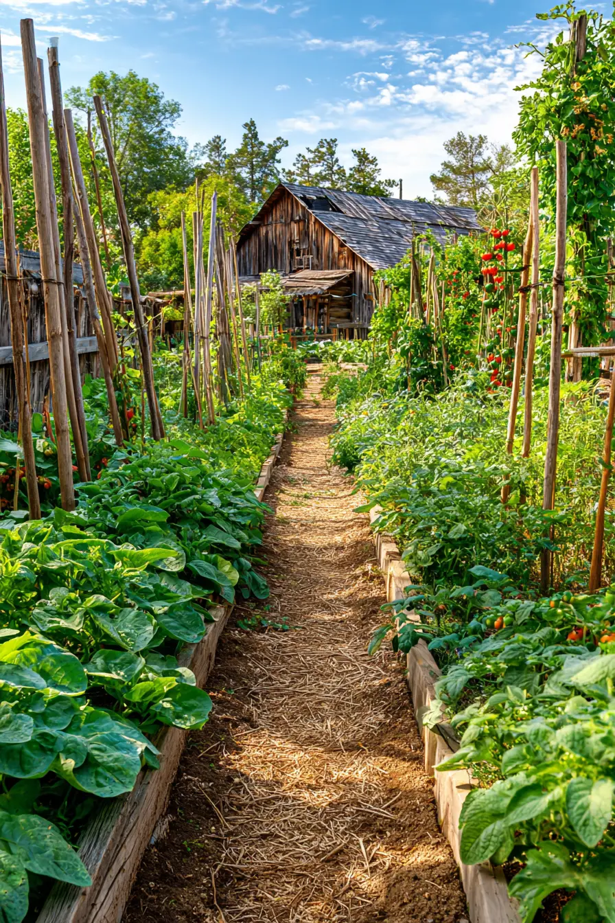 Mulch Pathway Between Raised Vegetable Beds