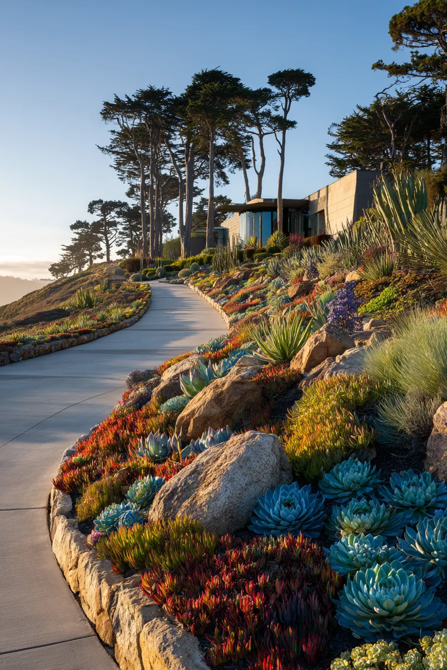 Coastal Walkway with Succulent Garden