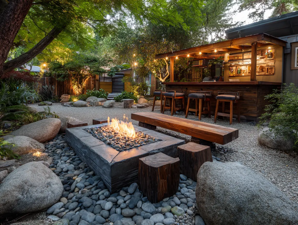 Add a Refreshment Bar Near the Fire Pit for a Party Vibe