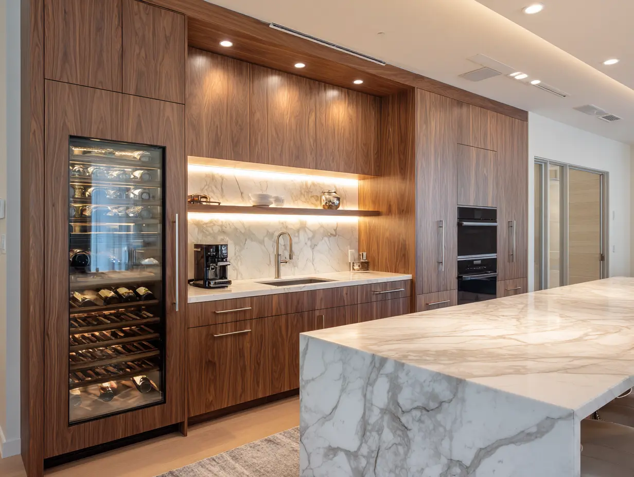 Design a Beverage Station With a Coffee Maker, Wine Cooler and Mini Fridge
