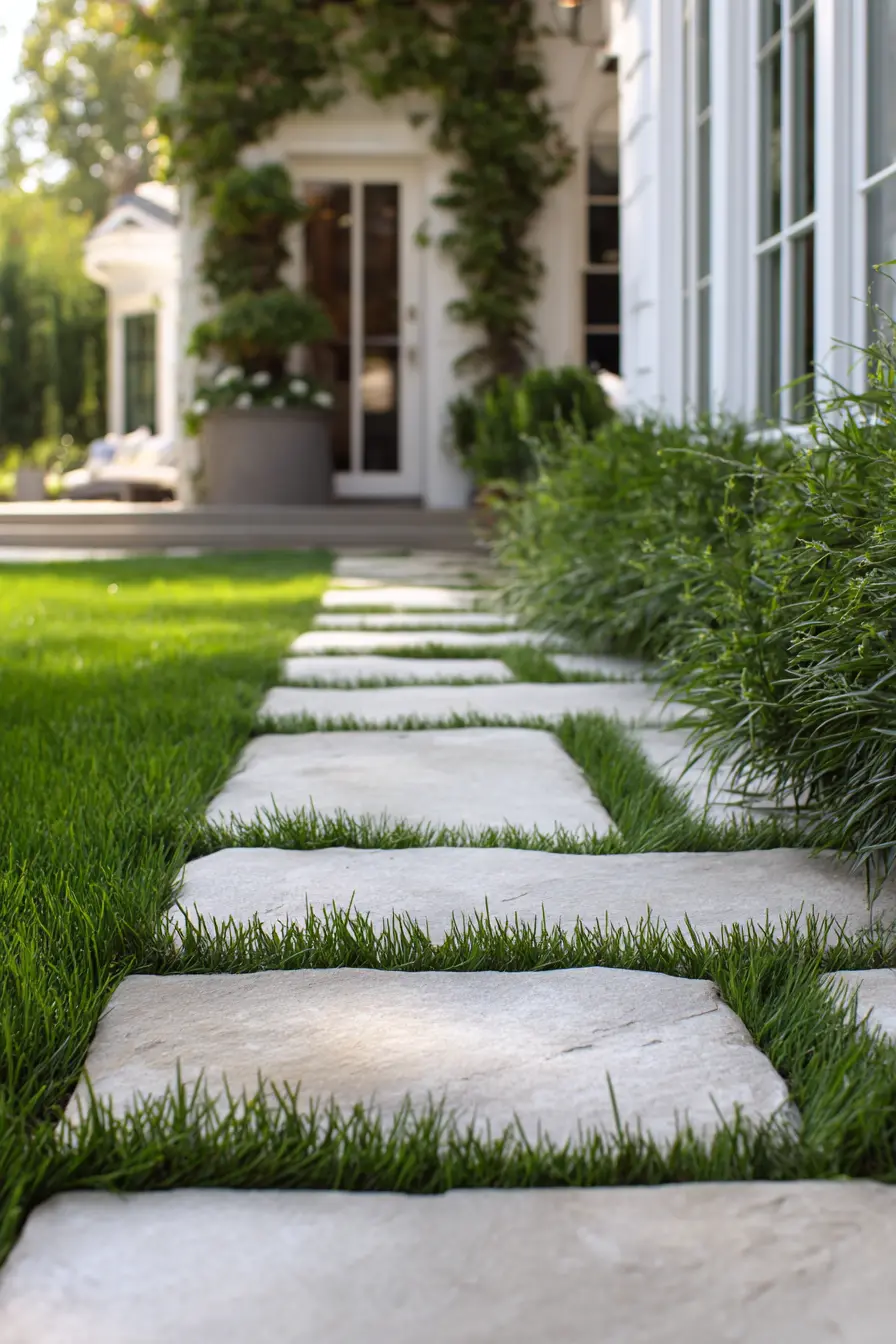 Mix Artificial Grass with Pavers