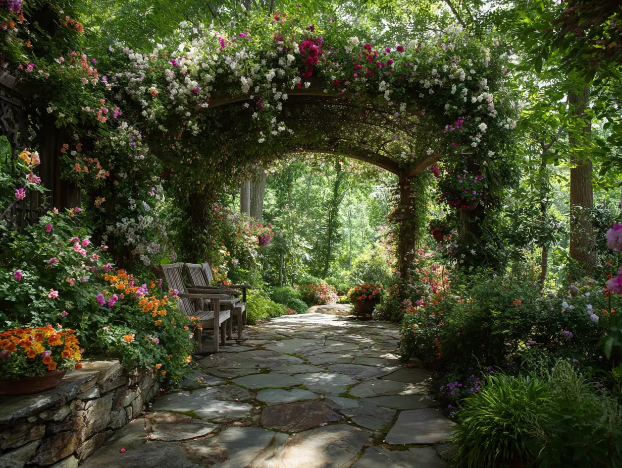 Construct Archways and Pergolas Covered With Climbing Flowers for Dramatic Entries