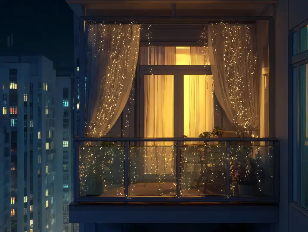 Decorate Your Apartment’s Balcony With String Lights to Create a Cozy, Inviting Space