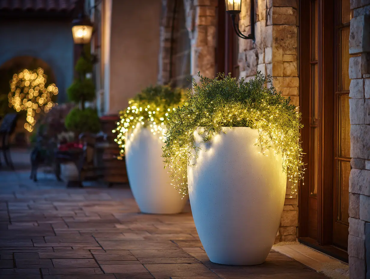 Decorate Planters With String Lights for a Beautiful Evening Glow