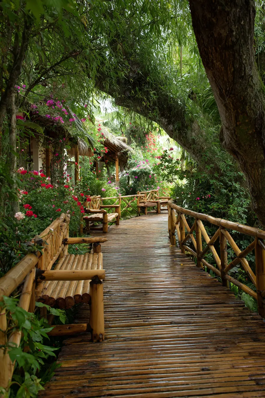 Bamboo Covered Walkway with Natural Charm