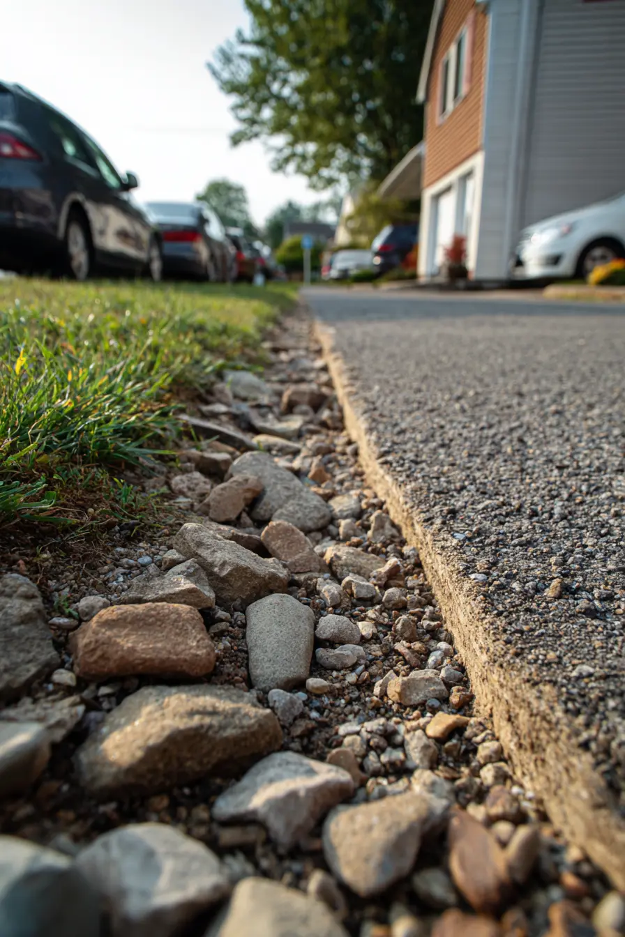 Gravel Edge Drain Beside Driveway