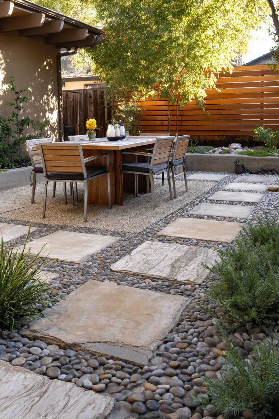 Smooth River Rocks Between Pavers