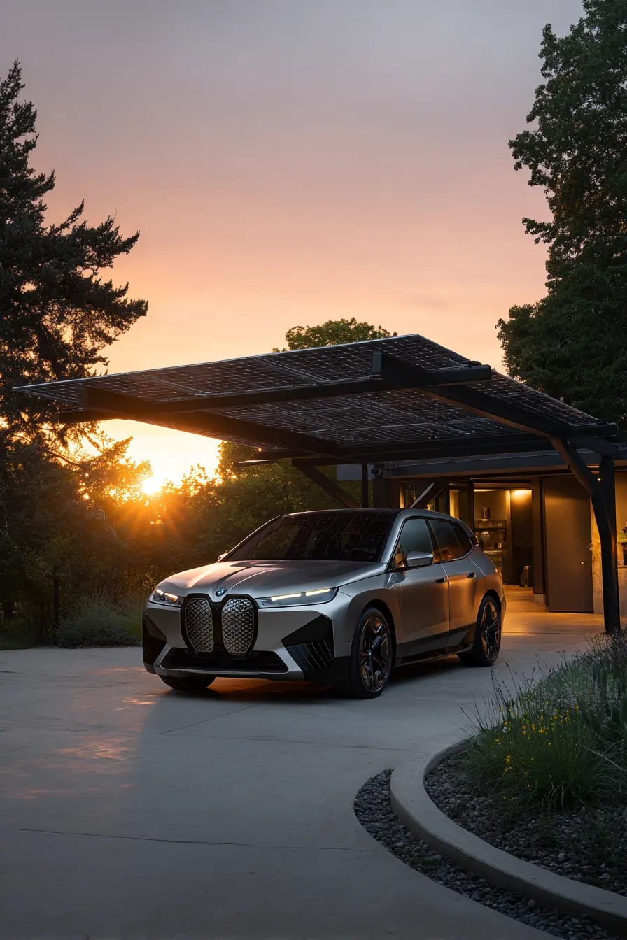 Solar Panel Driveway Cover with Modern Flair