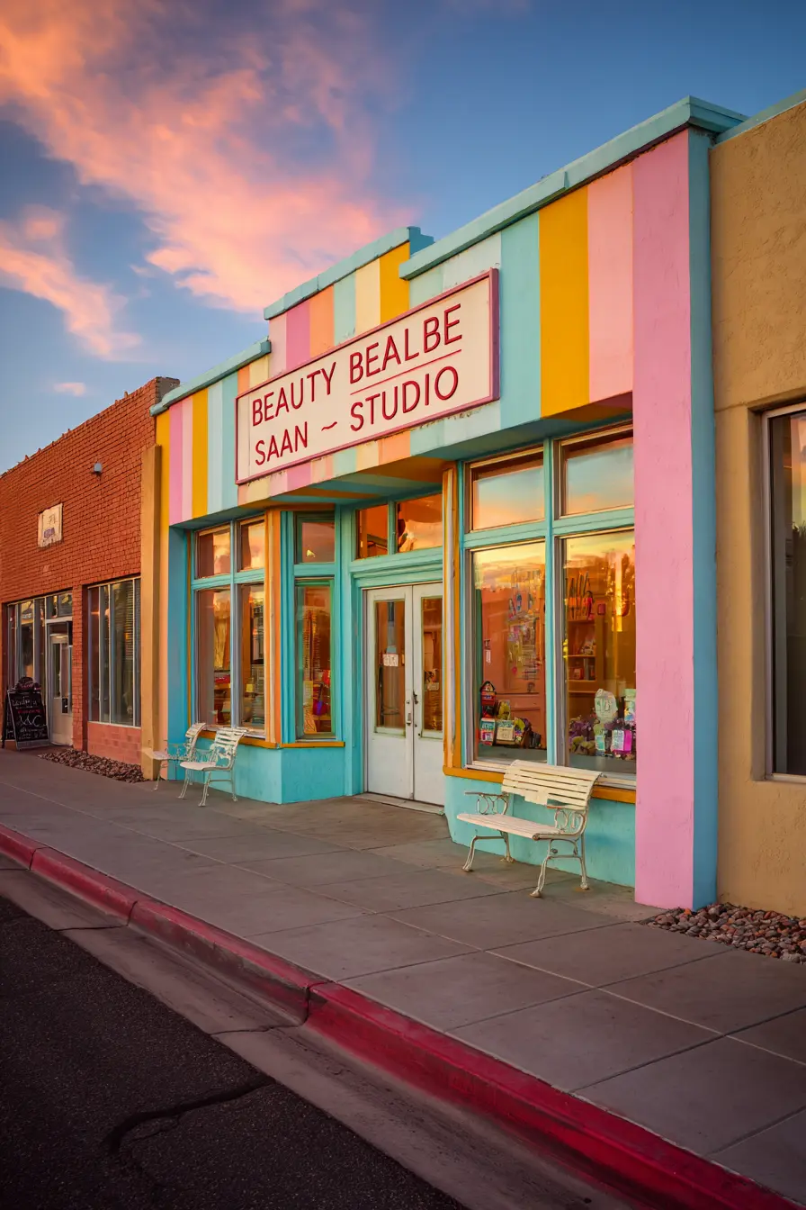 Playful Pastel Exterior with Retro Charm