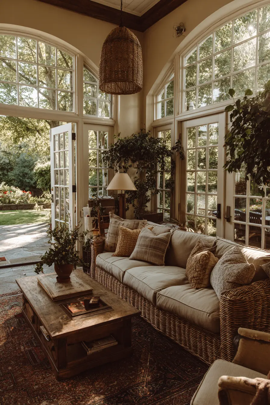 Rustic French Doors with Garden Charm