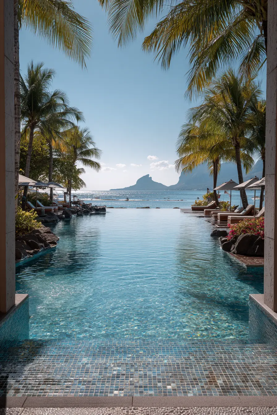 Lagoon-Style Infinity Pool with Mosaic Accents
