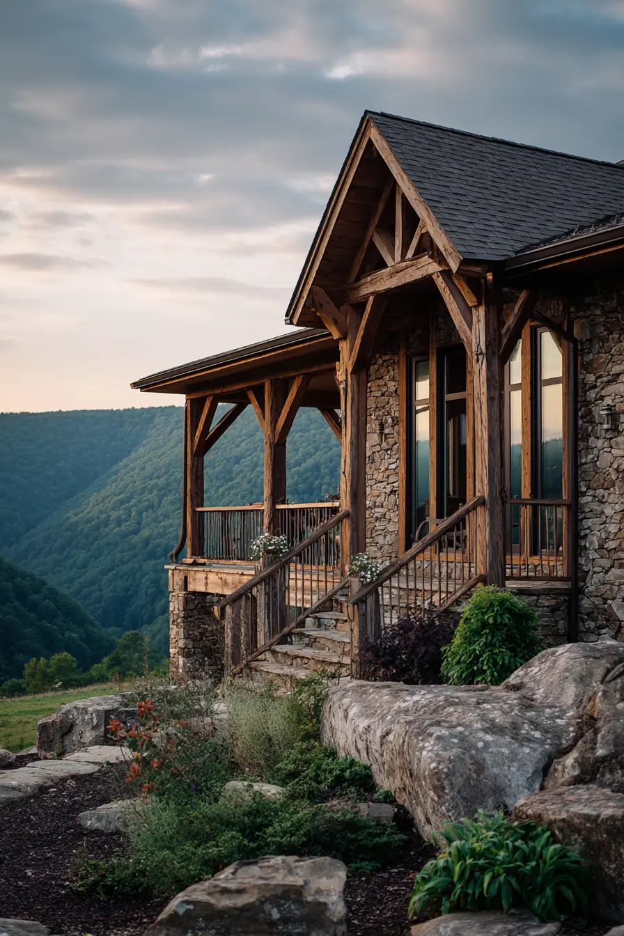Mountain Lodge with Timber Beam Wraps