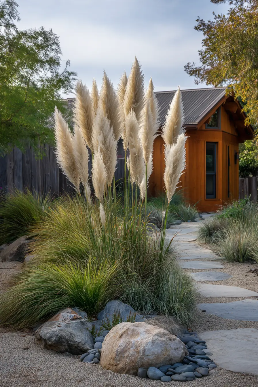 Pampas Grass Elevates Pathway Charm