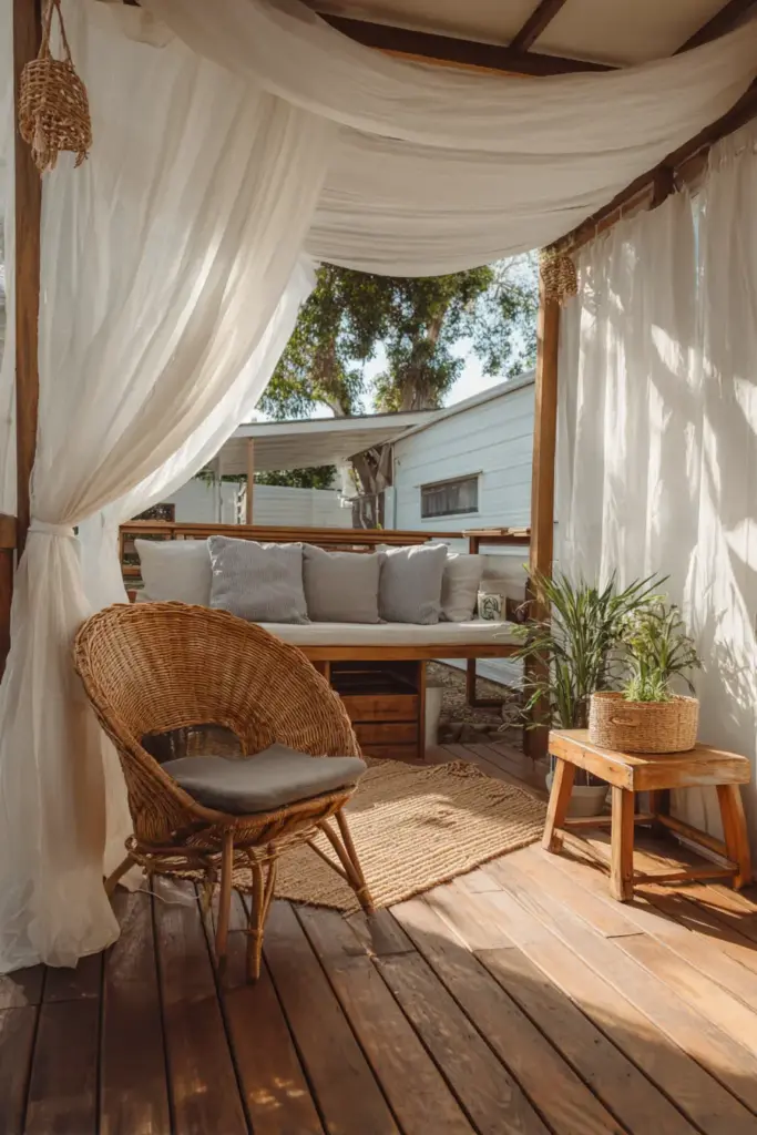 Breezy Covered Deck for a Mobile Home