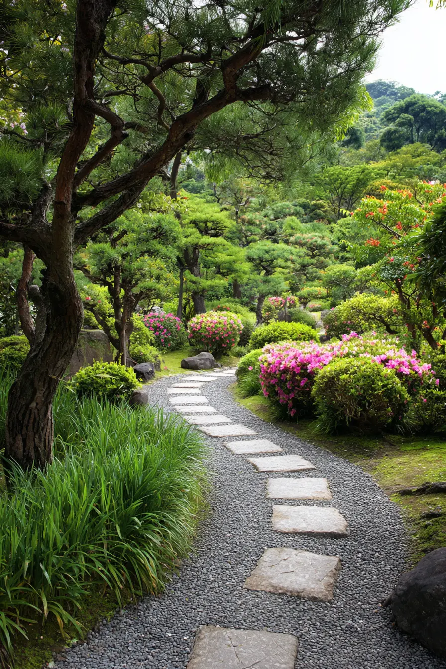 Serene Gravel Pathway with Stepping Stones