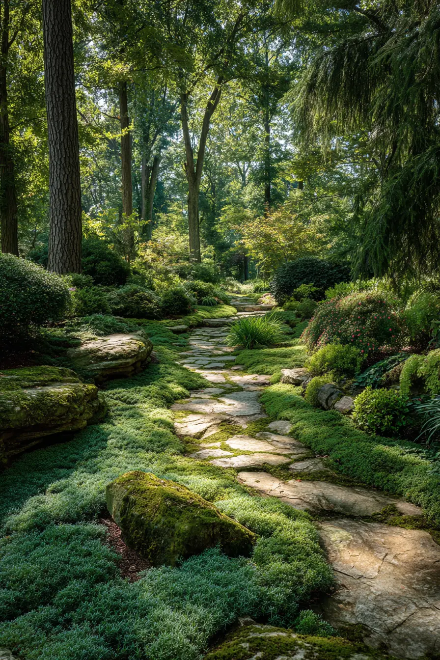 Moss and Groundcover Path for a Woodland Garden