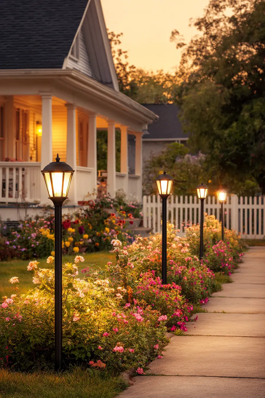 Classic Lamp Posts for a Warm Front Yard Glow