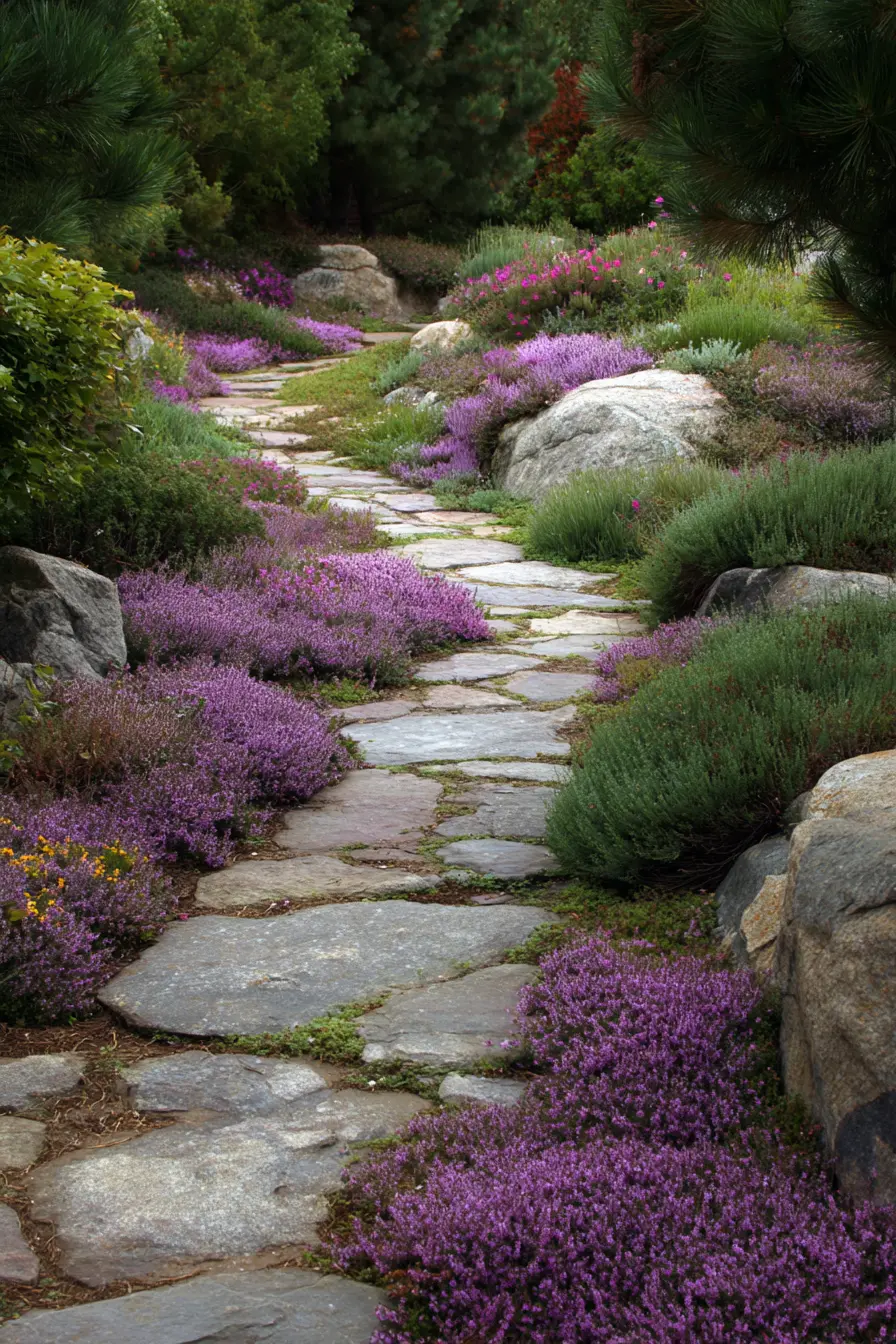 Creeping Thyme for a Colorful Stone Pathway
