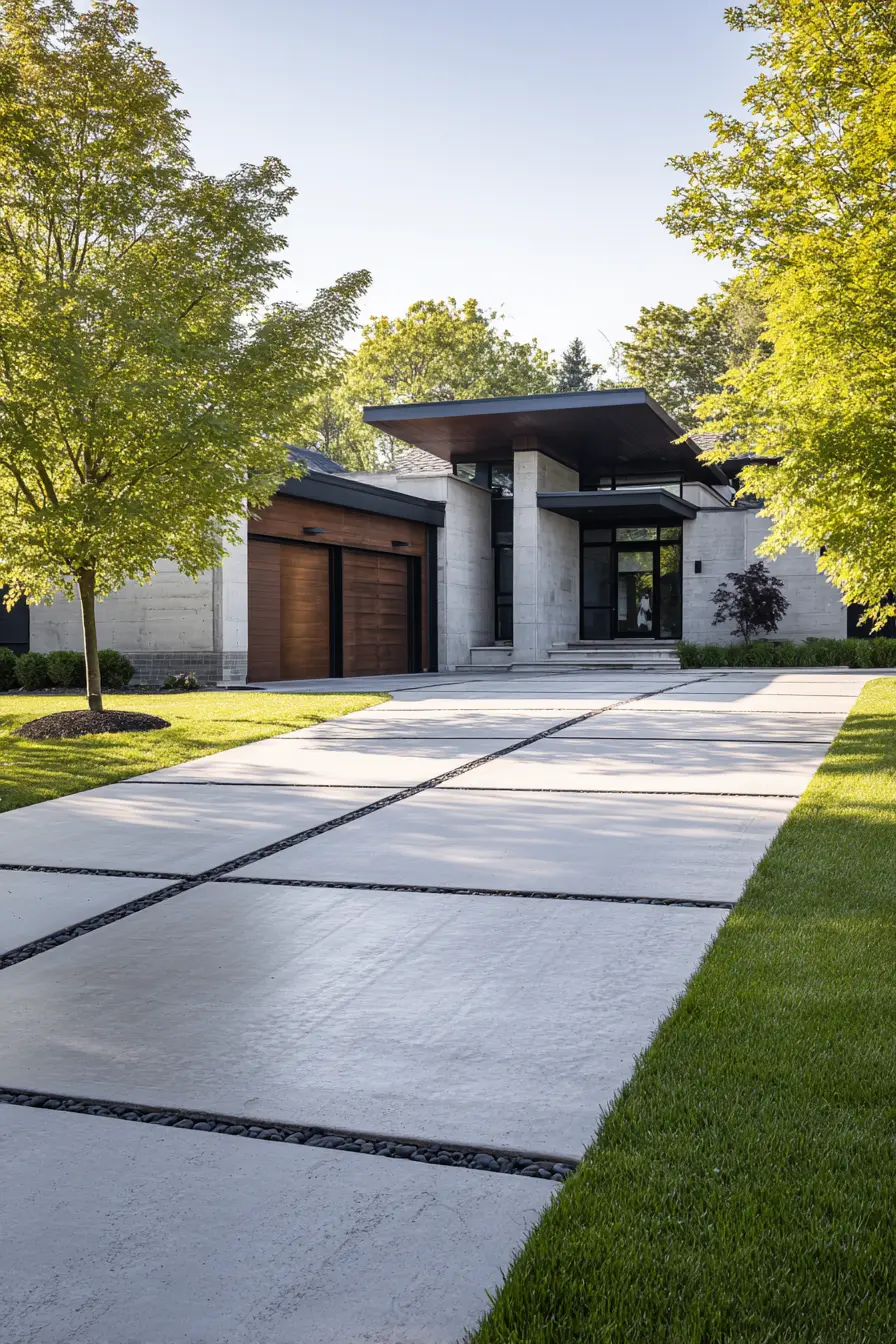 Modern Driveway with Large Concrete Slabs