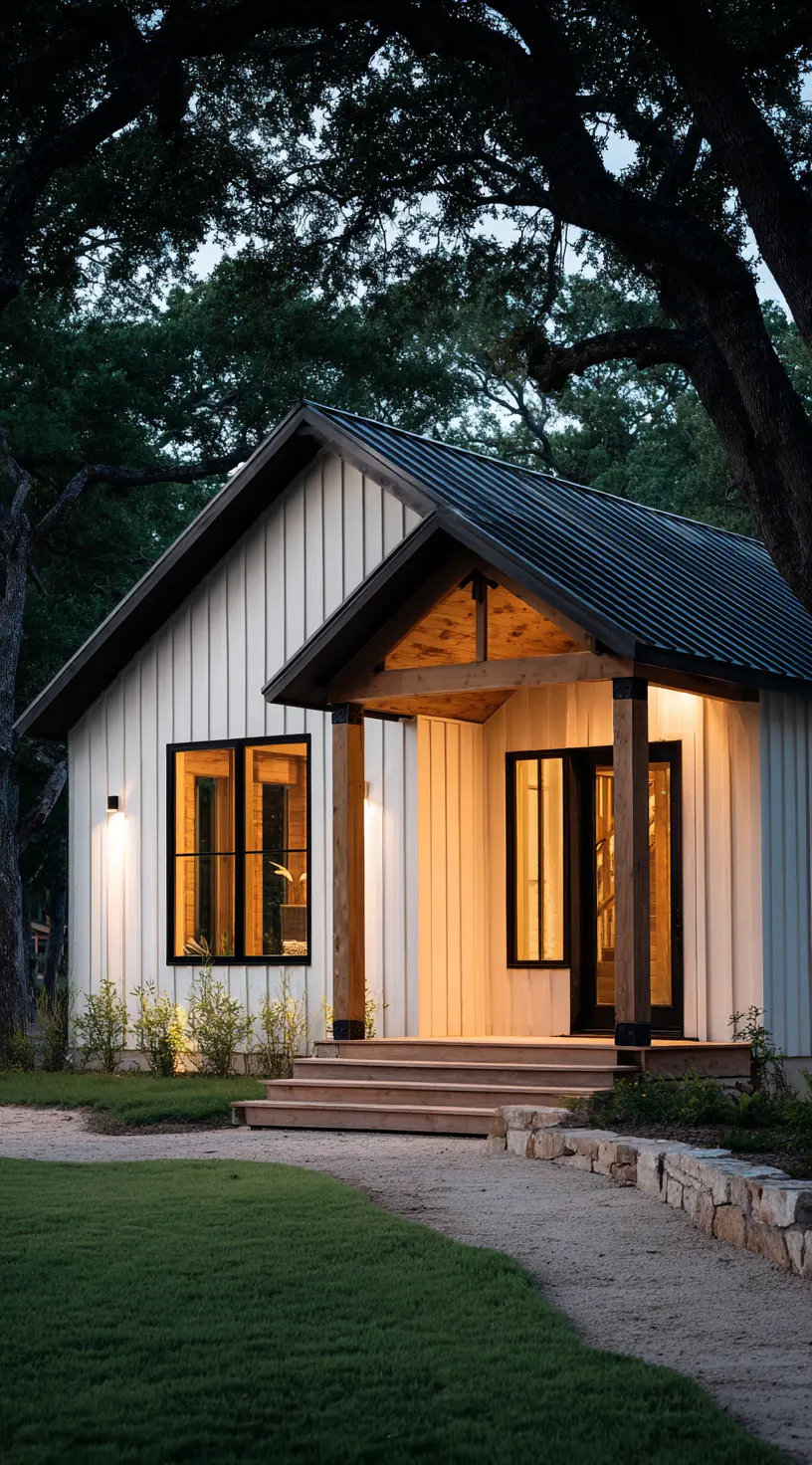 White Barn House with Inviting Covered Porch