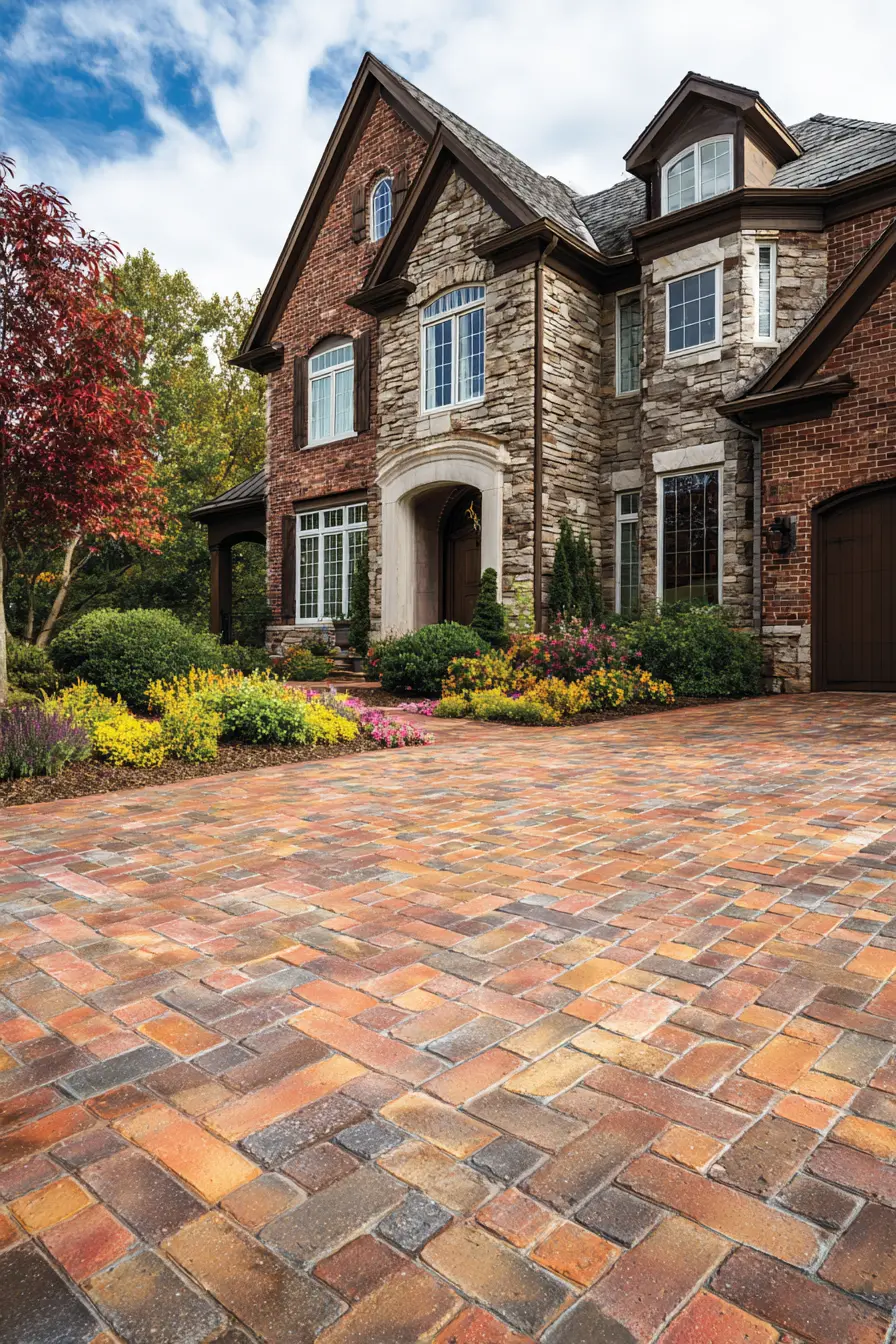 Warm Brick-Tone Block Paved Driveway