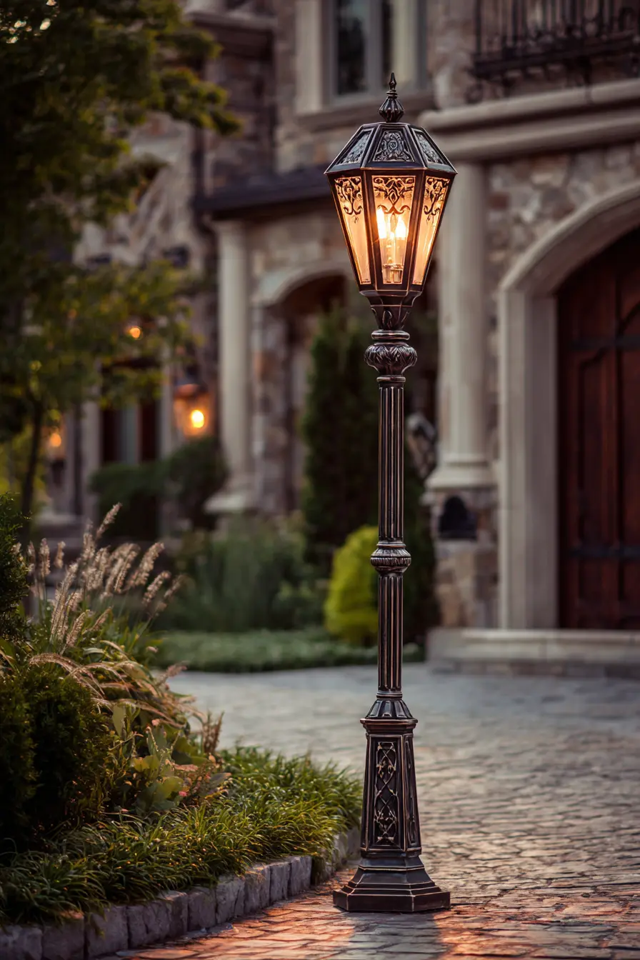 Ornate Driveway Post with Vintage Detailing