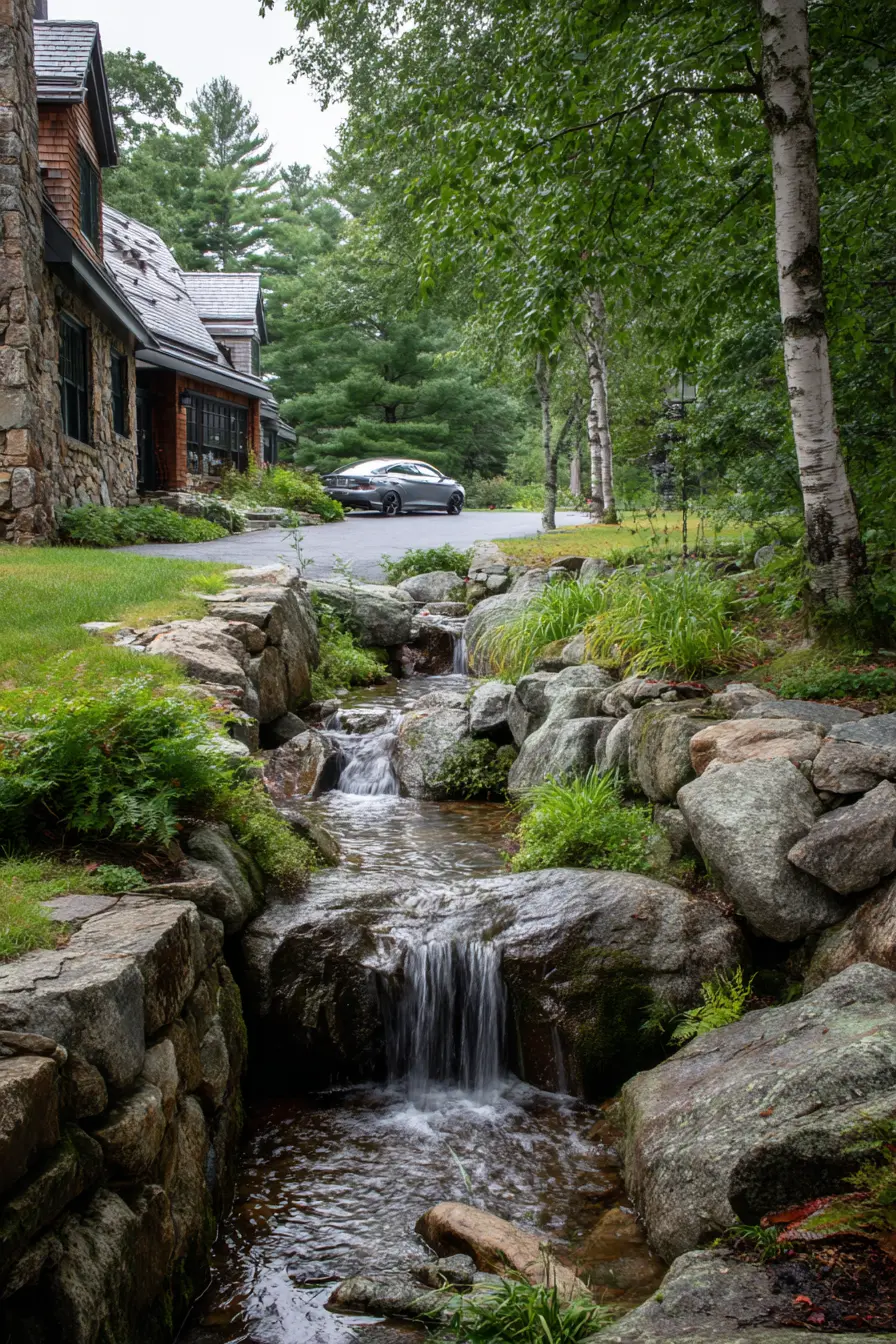 Natural Stream Beside a Steep Driveway