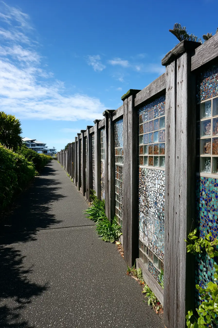 Artistic Mosaic Fence for Shared Driveways