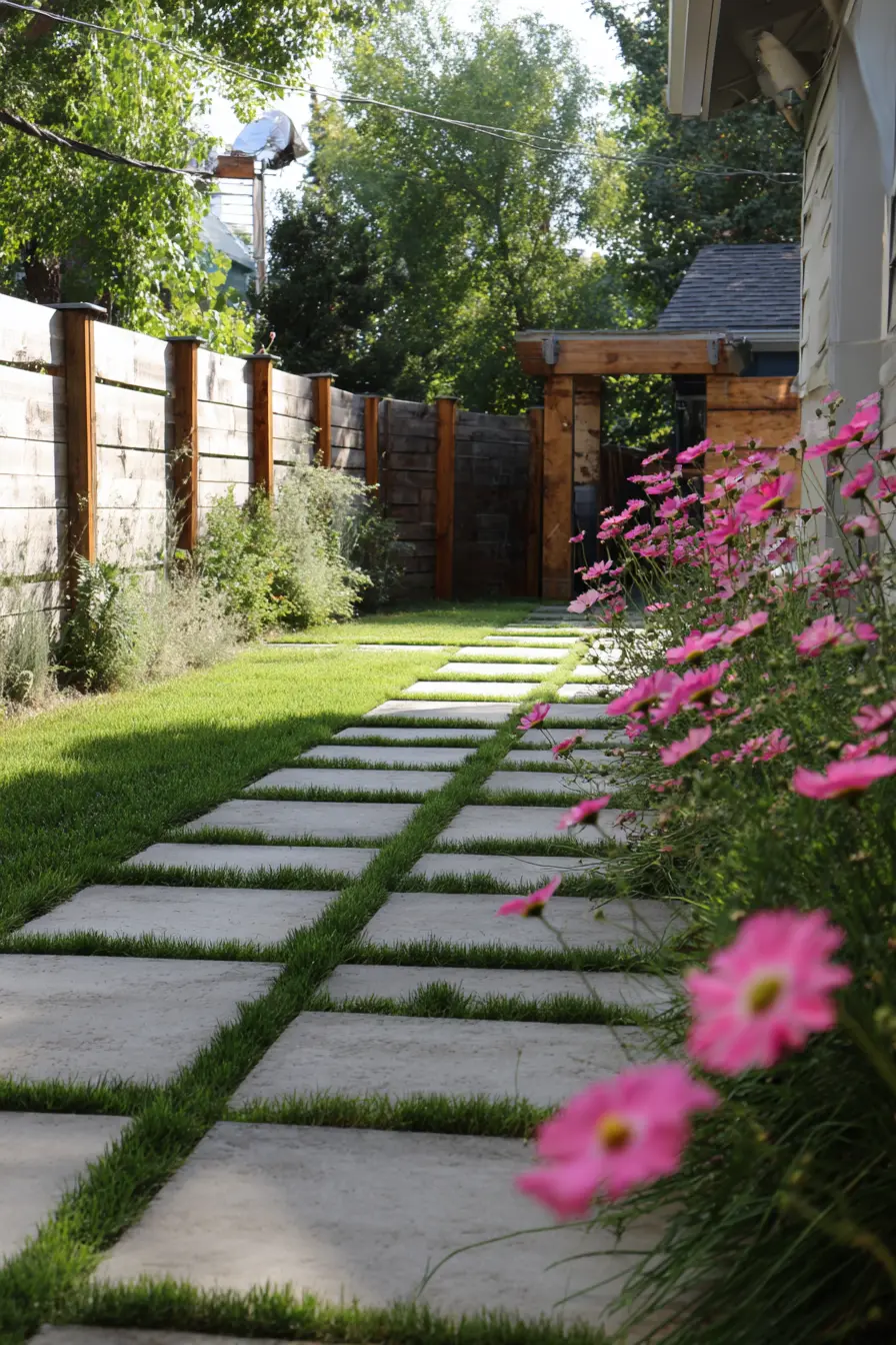 Charming Walkway with Grass and Paver Balance