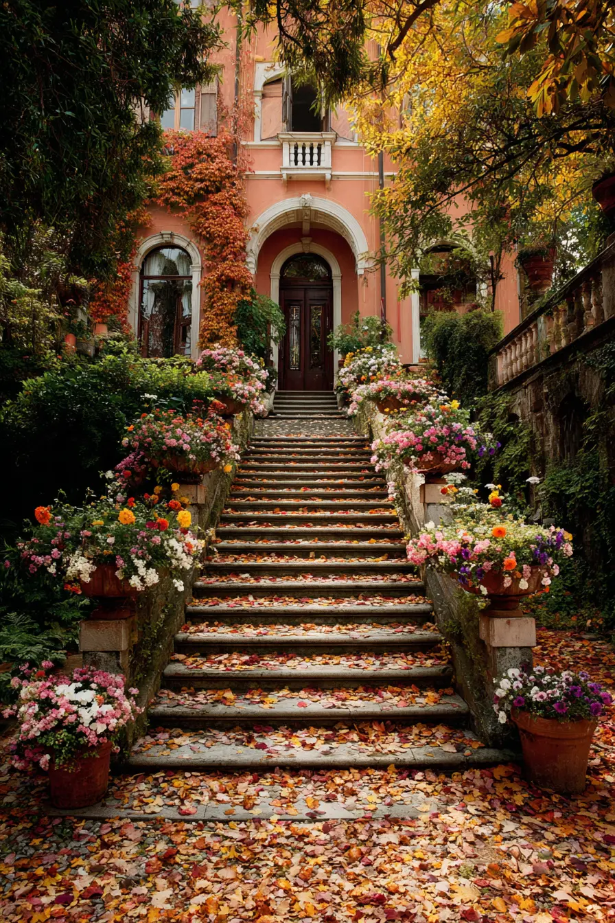Grand Garden Stair Risers with Seasonal Charm