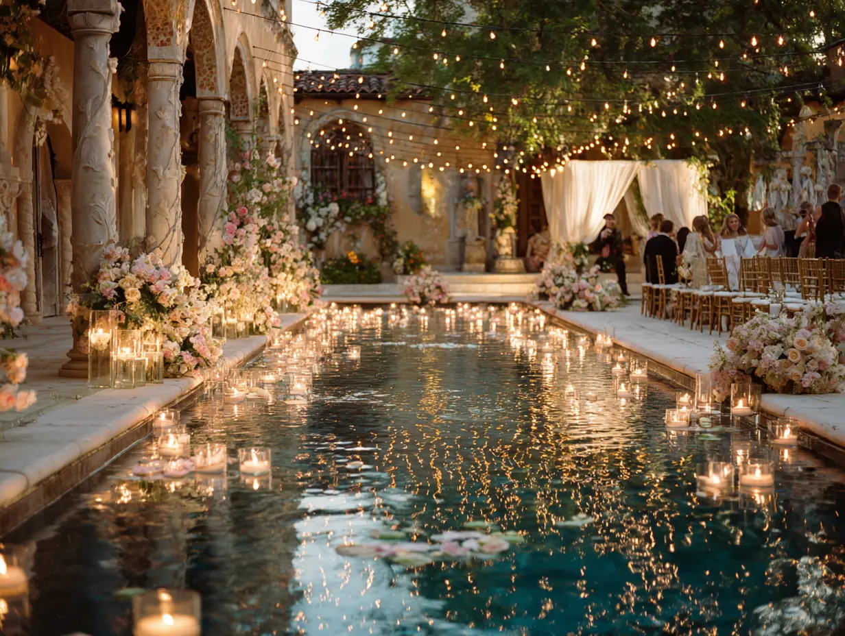 Float Candles in Water Features For a Serene Glow