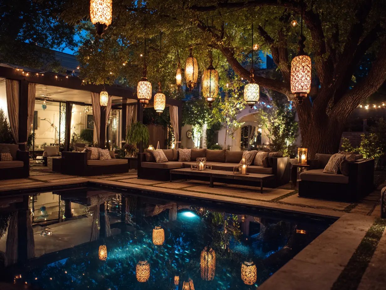 Hang Moroccan Lanterns to Illuminate Seating Areas