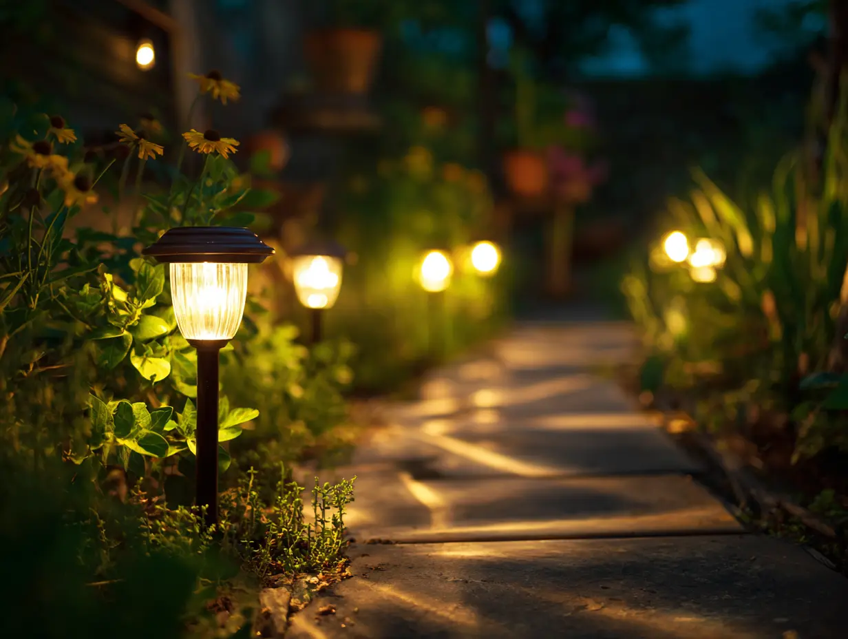 Line Pathways and Walkways With Solar Lights