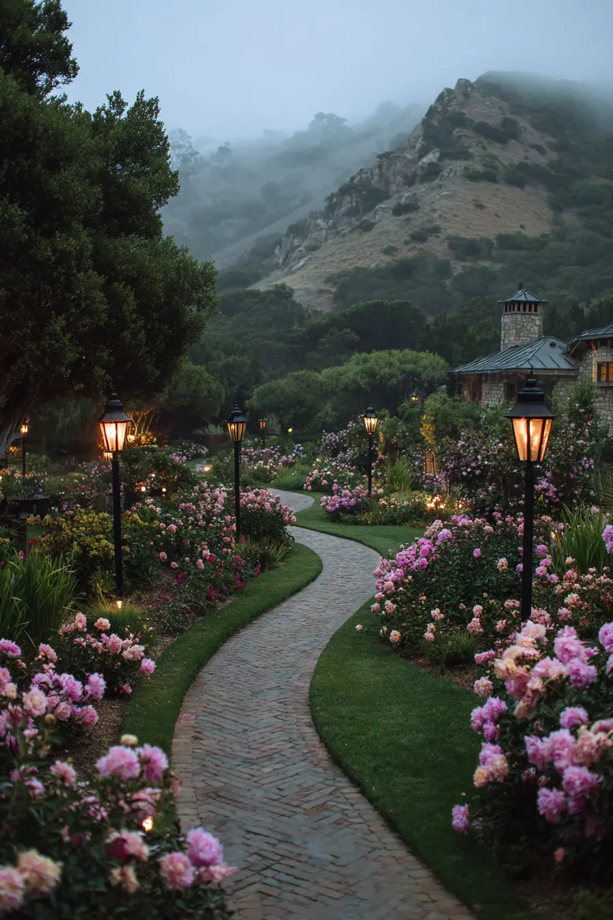 Brick Pathway with Romantic Glow