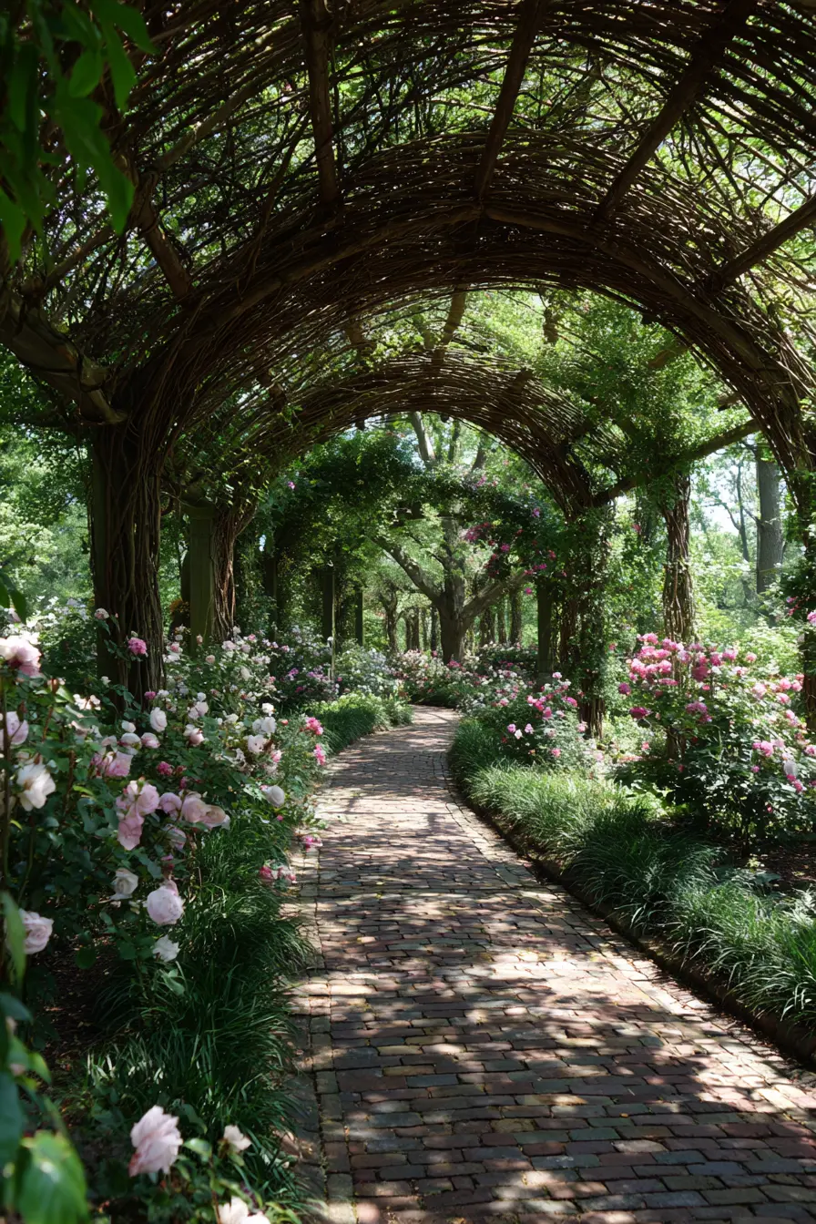 Woven Garden Walkway with Floral Arches