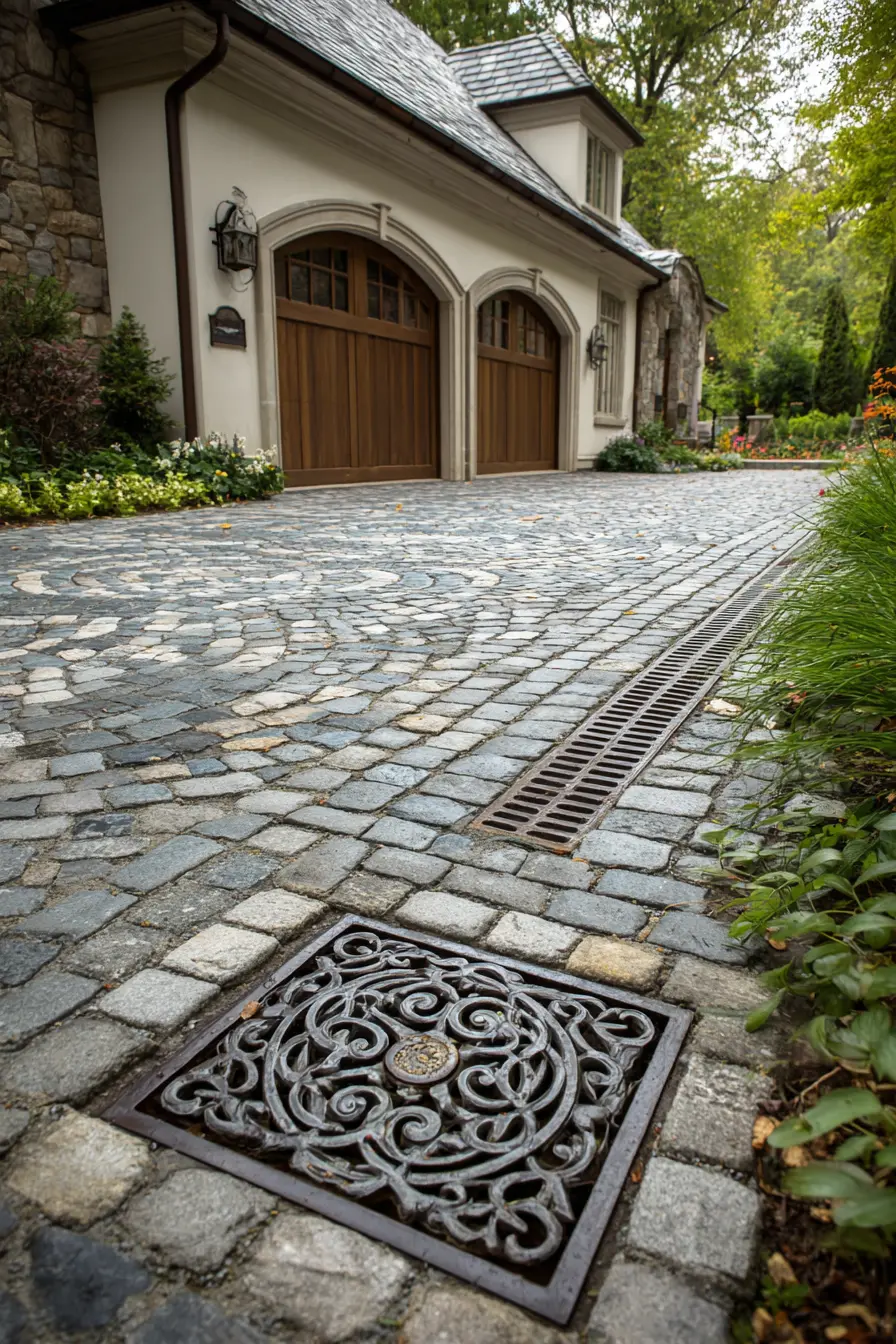 Cobblestone Driveway with Elegant Detailing