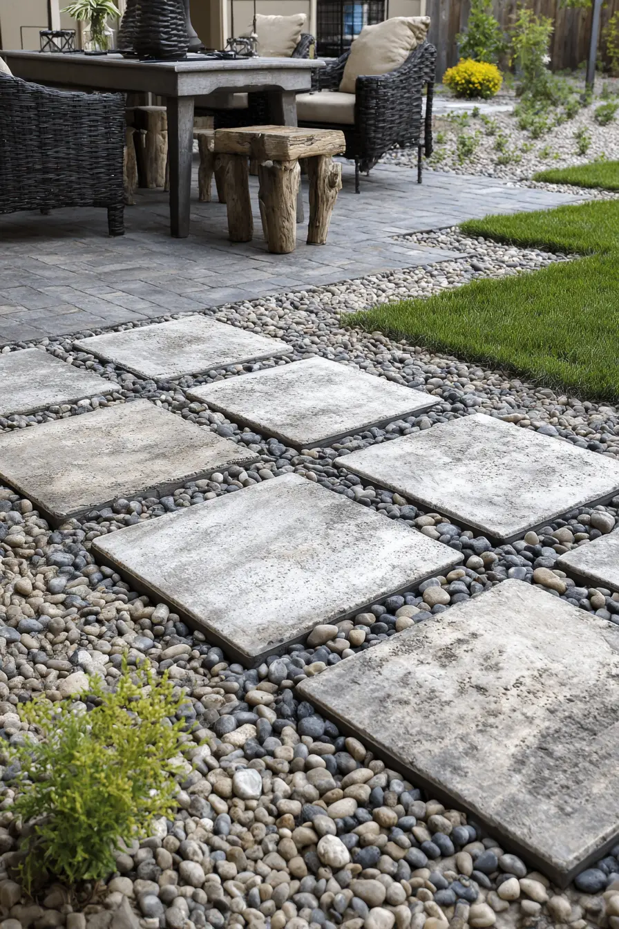 Pebble-Filled Pathway for Rustic Charm