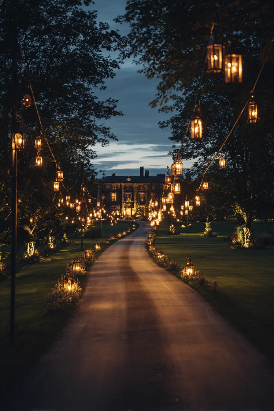 Enchanting Lantern-Style Driveway Lighting