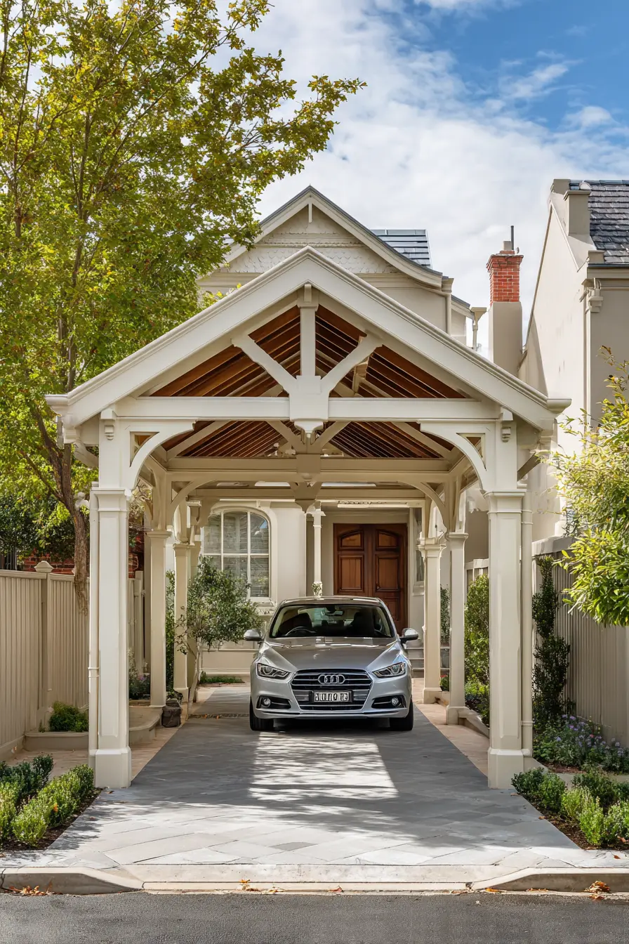 Classic Gabled Driveway Cover with Elegant Detailing