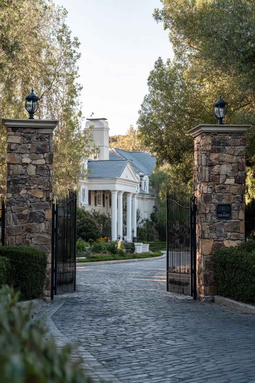 Stone Pillar Gate for a Grand Driveway Entrance
