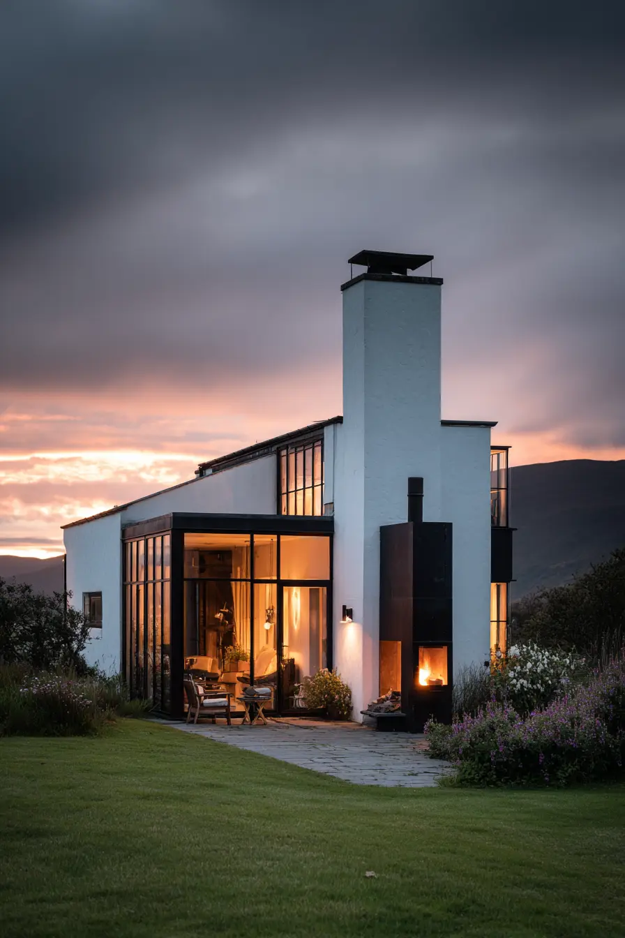 Modern Minimalism with Black Painted Chimney