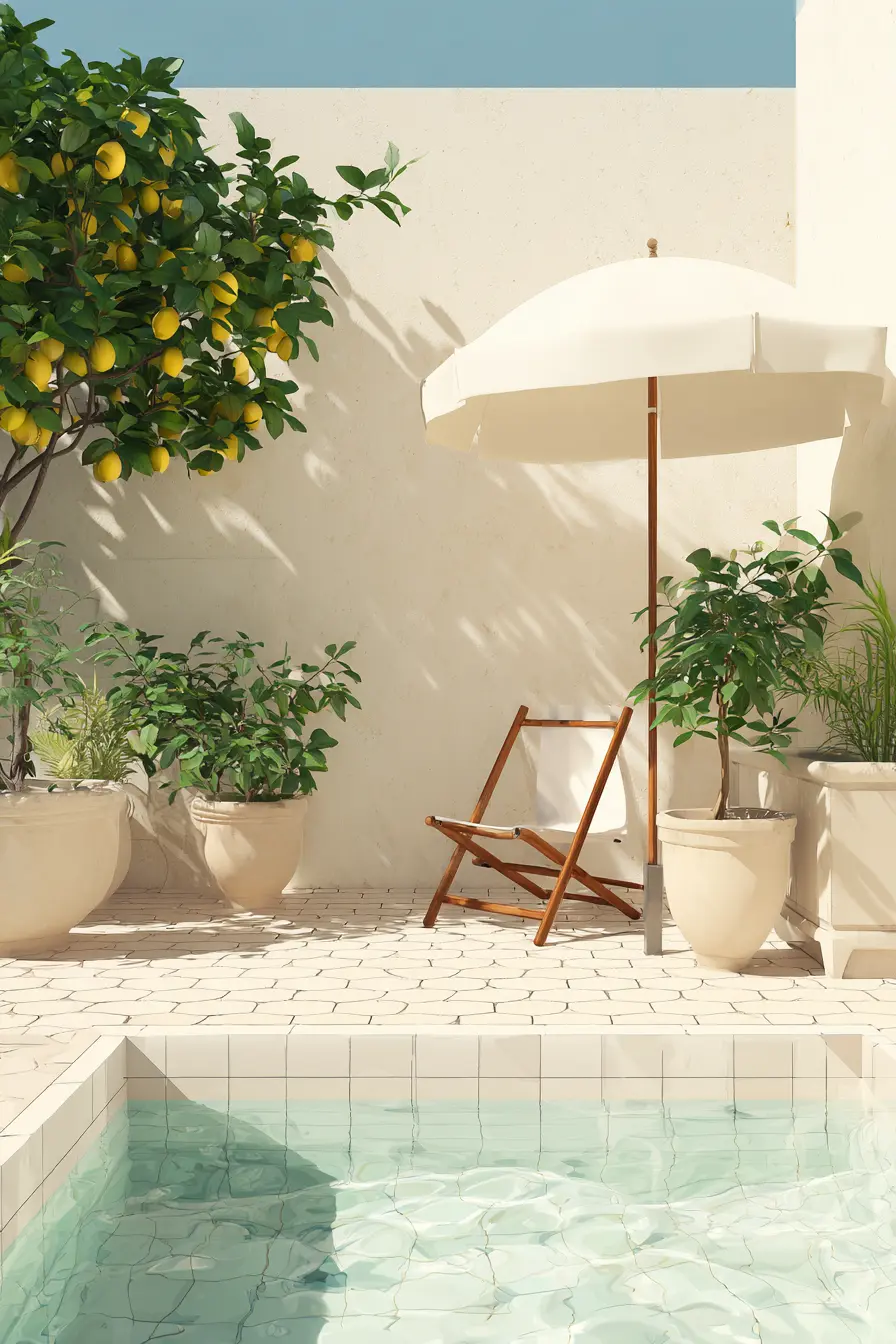 A Sunlit Pool Corner with Mediterranean Charm
