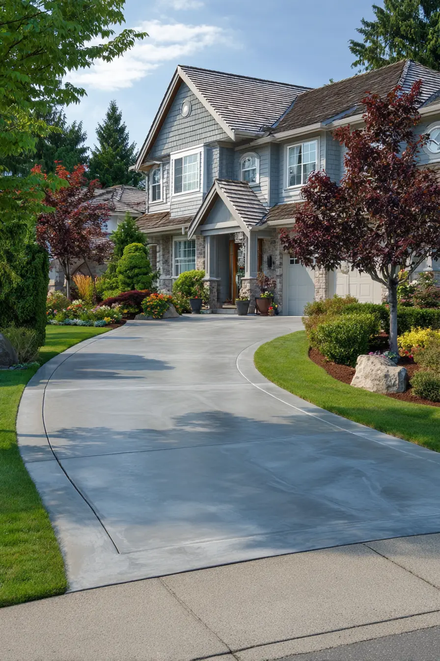 Smooth Concrete Driveway with Subtle Elegance