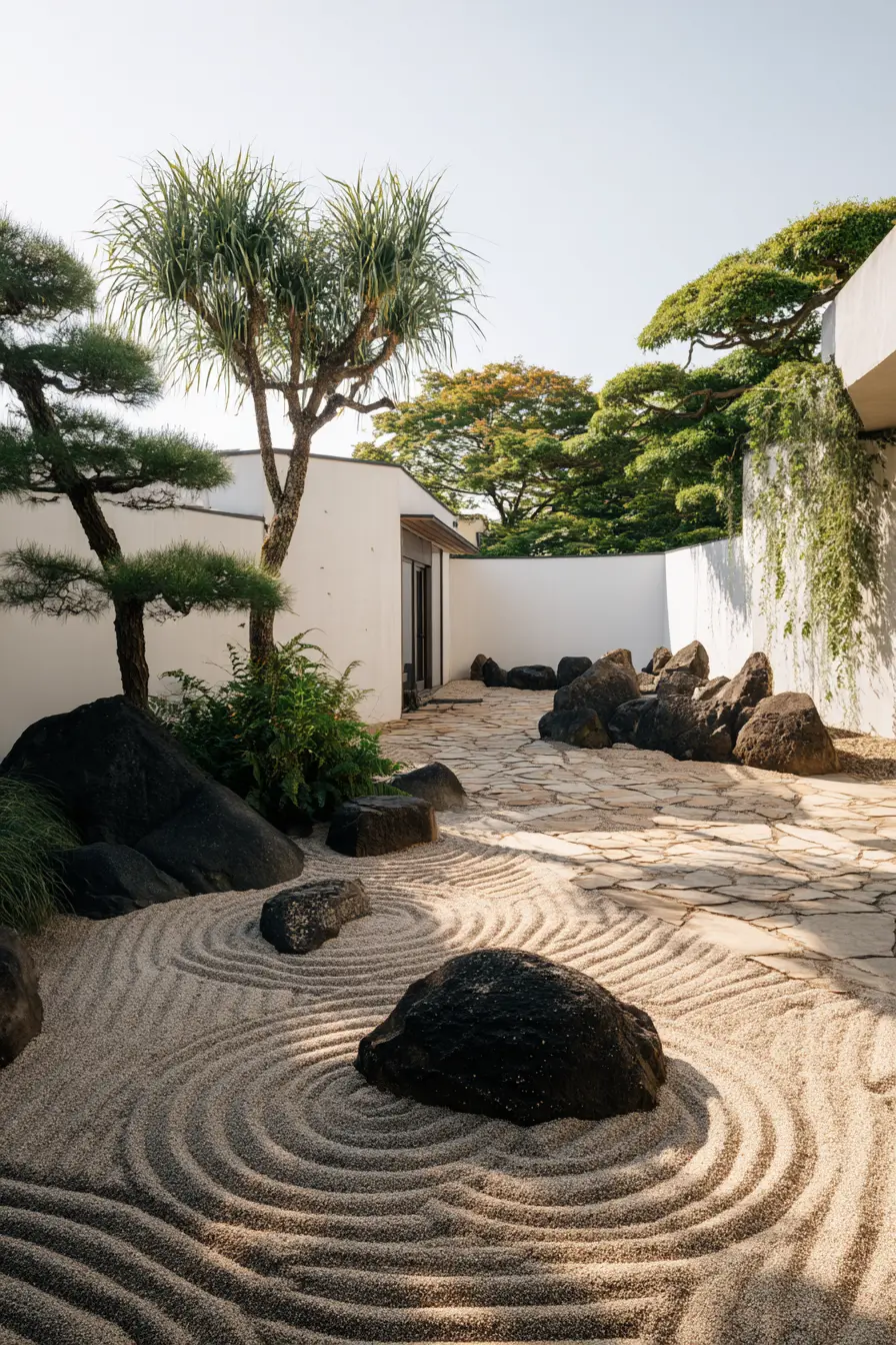 Zen Garden Walkway with Stone Serenity
